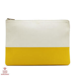 Celine Document Pouch ZP Leather White Yellow